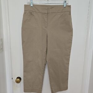 Ann Taylor Factory Khaki Business Casual Stretch Capri Pants Size 10P
